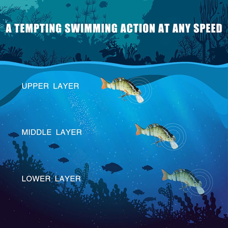 TRUSCEND سهل الصيد محارب SwimMax مع خطافات BKK، سحر ضوضاء متذبذبة واهتزازية لمزيد من العضات، طُعم صيد واقعي لسمك الكرابي والبايس والتروت، أقوى خيوط داينما المفصلية للسباحة. - Image 5